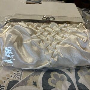 Satin Ivory Evening Clutch Bag
